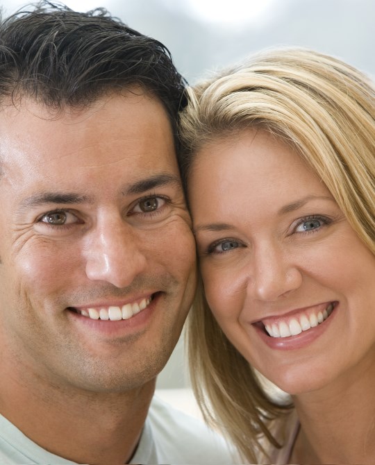 smiling couple white teeth